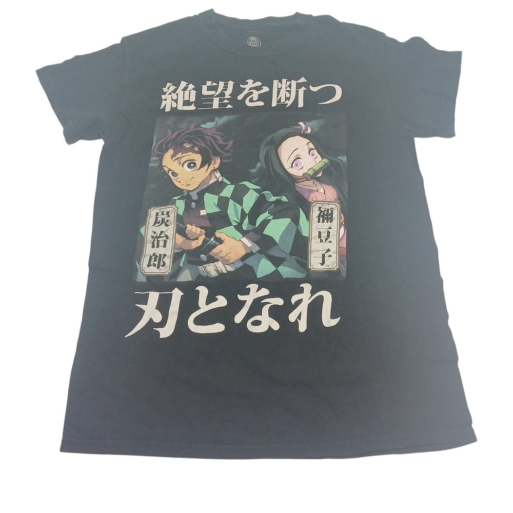 Demon Slayer Tanjiro Nezuko Anime T Shirt Black Small Graphic Tee‎